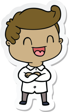 Bir insan tarafından çizilmiş mutlu bir adamın çıkartması.