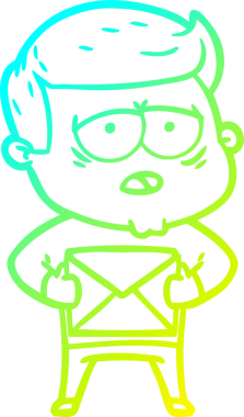 Bir insan tarafından çizilmiş, yorgun bir adamın soğuk çizgi çizimi.