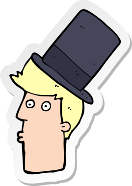 Bir insan tarafından çizilmiş silindir şapkalı bir adamın çıkartması.