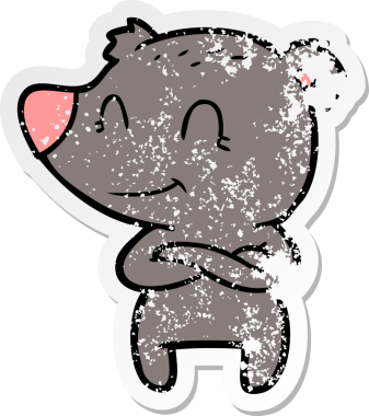 Bir insan tarafından çizilmiş dost canlısı bir ayı çizgi filminin sıkıntılı çıkartması.