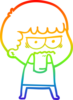 Gökkuşağı gradyan çizgi çizimi Bir insan tarafından çizilmiş rahatsız bir adam