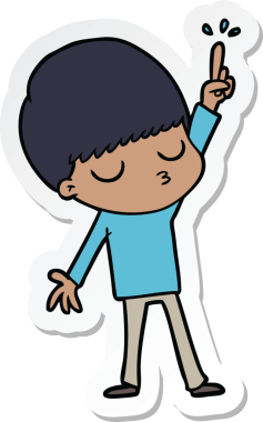 Bir insan tarafından çizilmiş sakin bir çocuğun çıkartması.