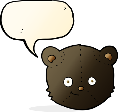 bir insan tarafından çizilmiş konuşma baloncuğu olan siyah ayı kafası.