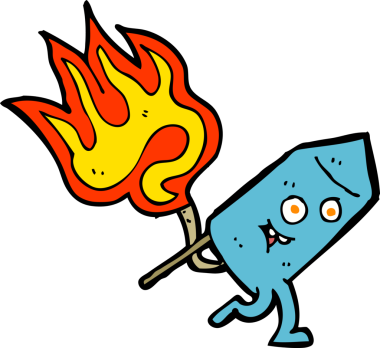 Bir insan tarafından çizilmiş komik bir havai fişek karakteri.