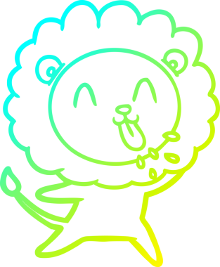 Bir insan tarafından çizilmiş mutlu çizgi film aslanı çizimi.