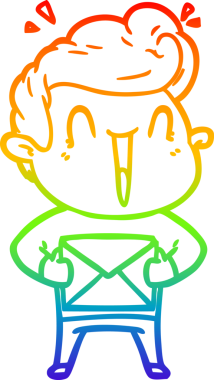 Gökkuşağı gradyanı çizimi bir insan tarafından çizilmiş heyecanlı bir çizgi film