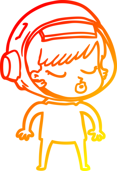 Bir insan tarafından çizilmiş güzel astronot bir kızın sıcak çizgi çizimi