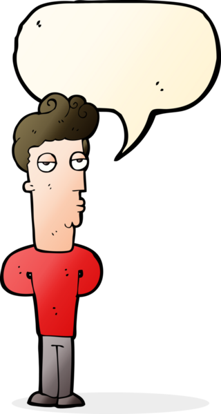 Bir insan tarafından çizilmiş konuşma balonuyla sıkılmış bir adam.