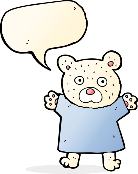 Bir insan tarafından çizilmiş konuşma baloncuklu şirin kutup ayısı.