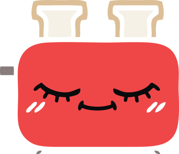 Bir insan tarafından çizilmiş bir tost makinesinin düz renkli retro karikatürü