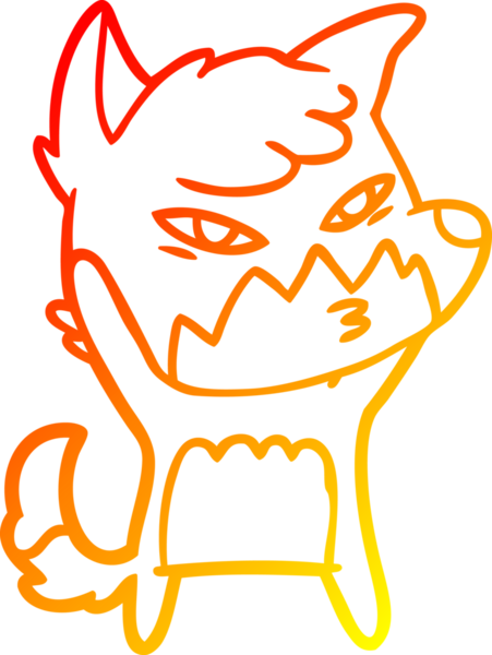 Bir insan tarafından çizilmiş akıllı bir tilkinin sıcak çizgi çizimi