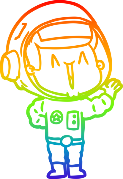 Bir insan tarafından çizilmiş şarkı söyleyen bir astronotun çizdiği gökkuşağı gradyanı çizimi