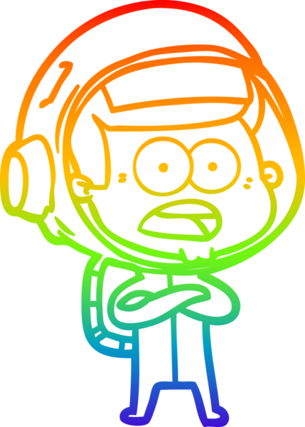 gökkuşağı gradyan çizgi çizimi bir insan tarafından çizilmiş astronot şaşırttı