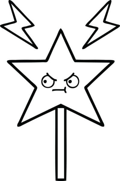 Bir insan tarafından çizilmiş sihirli bir değnek çizimi.