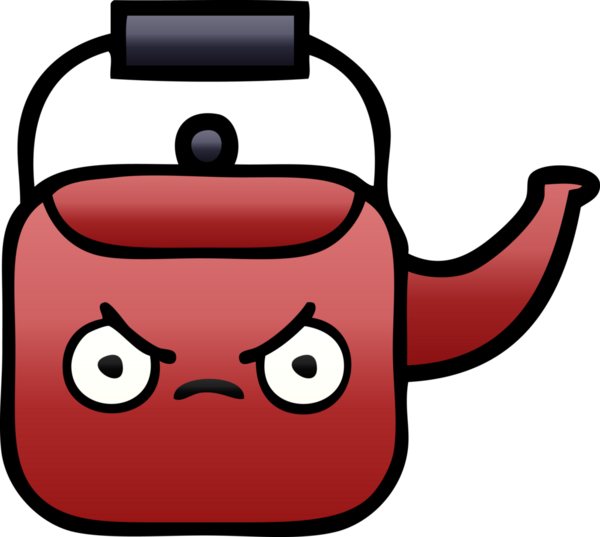 Bir insan tarafından çizilmiş gölgeli bir çaydanlık karikatürü