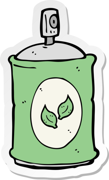 Bir insan tarafından çizilmiş doğal sprey bir karikatür çıkartması.