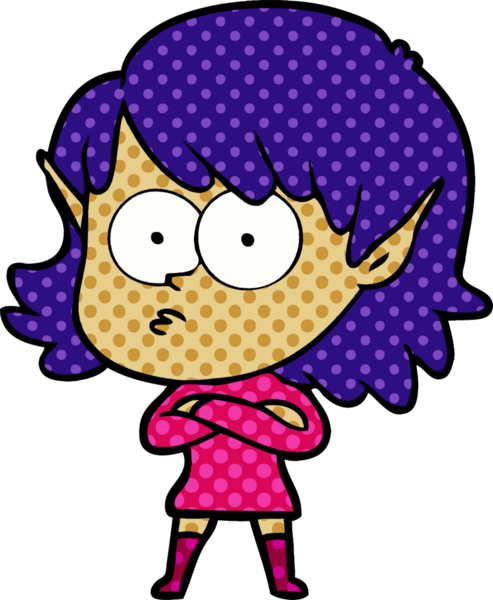 Bir insan tarafından çizilmiş çizgi film elf kızı.