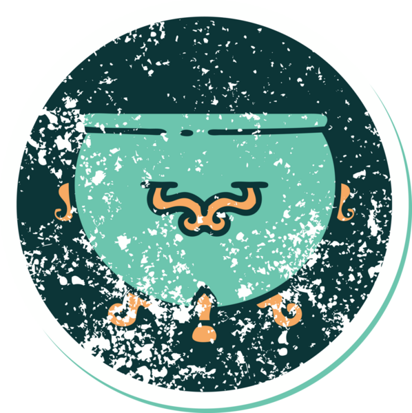 Bir insan tarafından çizilmiş bir kazanın sembolik dövmeli görüntüsü