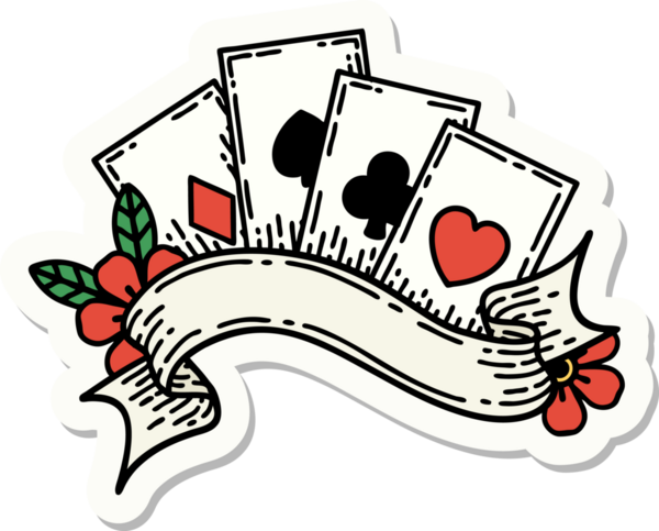 Geleneksel kart stili ve bir insan tarafından çizilmiş dövme çıkartması.