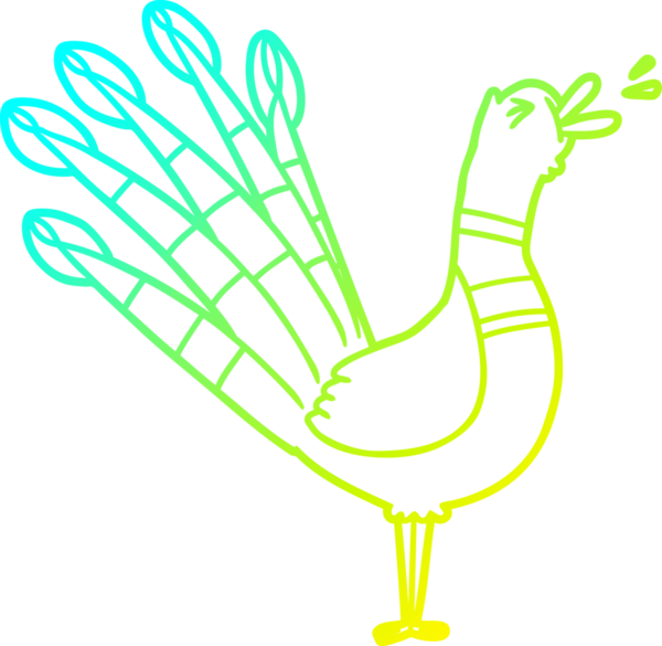 Bir insan tarafından çizilmiş, karikatür çizen tavus kuşu.