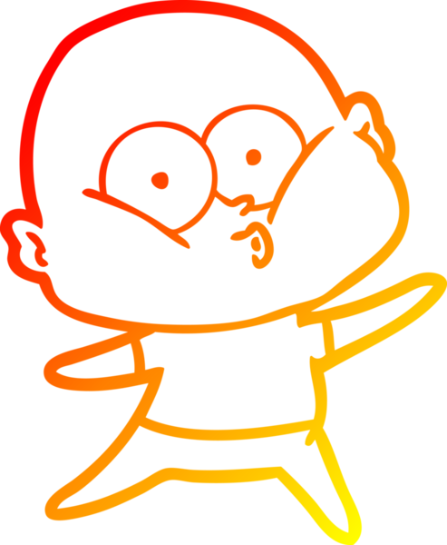 Bir insan tarafından çizilmiş kel bir adamın sıcak çizgi çizimi.