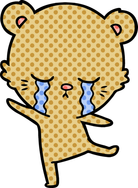 Bir insan tarafından çizilmiş ağlayan çizgi film ayısı.