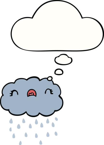 Bir insan tarafından çizilmiş düşünce baloncuklu şirin çizgi film bulutu.