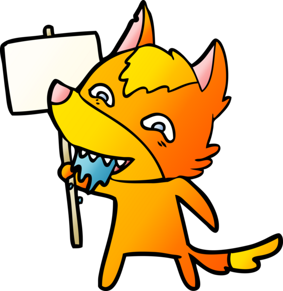 Bir insan tarafından çizilmiş tilki çizgi film karakteri