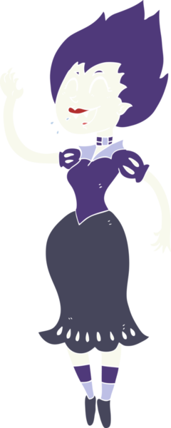 Bir insan tarafından çizilmiş vampir kızın düz renk çizimi