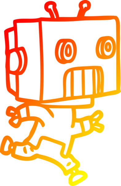 Bir insan tarafından çizilen çizgi film robotunun sıcak çizgi çizimi