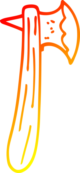 Bir insan tarafından çizilmiş bir baltanın sıcak çizgi çizimi