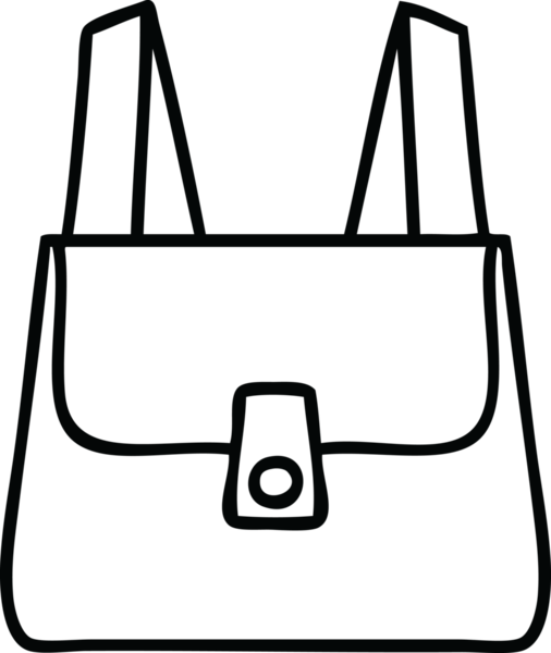 Bir insan tarafından çizilmiş yeşil bir çantanın çizgi çizimi