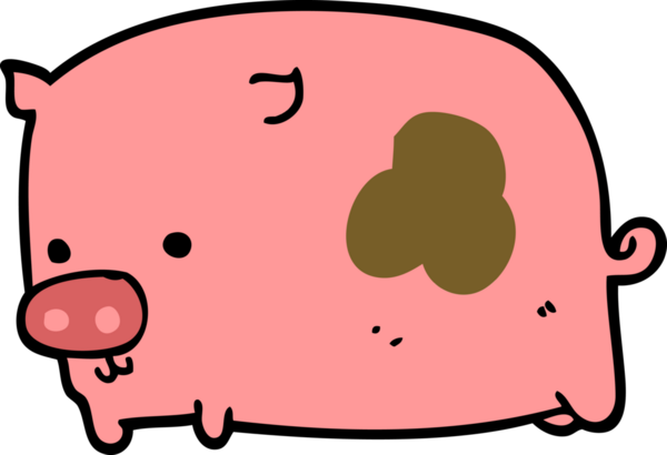 Bir insan tarafından çizilmiş çizgi film domuzu.