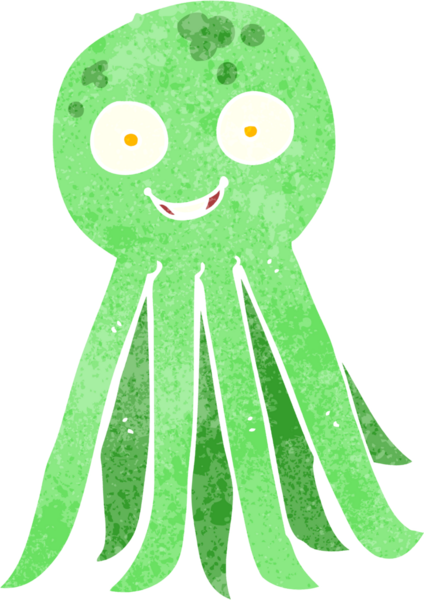 Bir insan tarafından çizilmiş ahtapot çizgi filmi.