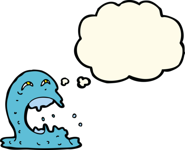 Düşünce baloncuğu bir insan tarafından çizilmiş iğrenç bir hayalet.