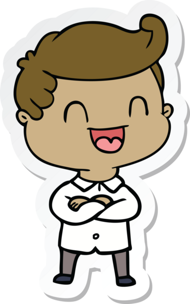 Bir insan tarafından çizilmiş mutlu bir adamın çıkartması.