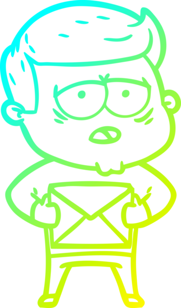 Bir insan tarafından çizilmiş, yorgun bir adamın soğuk çizgi çizimi.