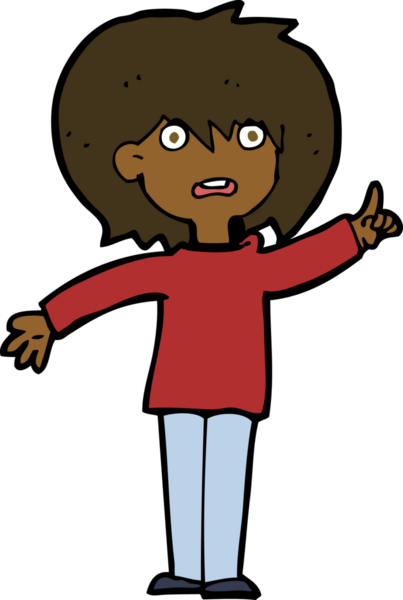 Çizgi filmdeki kadın bir insan tarafından çizilmiş sorular soruyor.