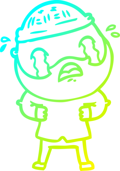 Bir insan tarafından çizilmiş ağlayan sakallı bir adamın çizdiği soğuk çizgi.