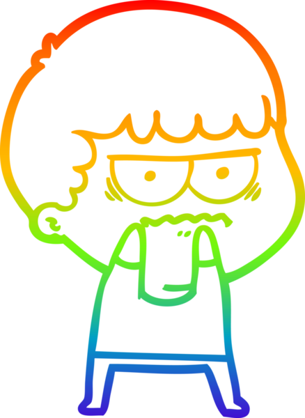 Gökkuşağı gradyan çizgi çizimi Bir insan tarafından çizilmiş rahatsız bir adam