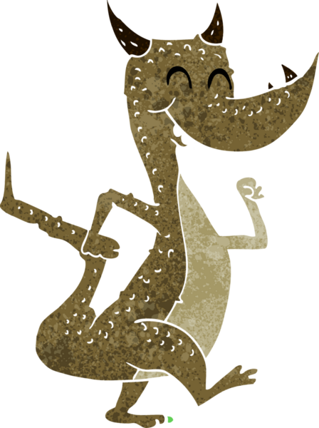 Bir insan tarafından çizilmiş mutlu ejderha.