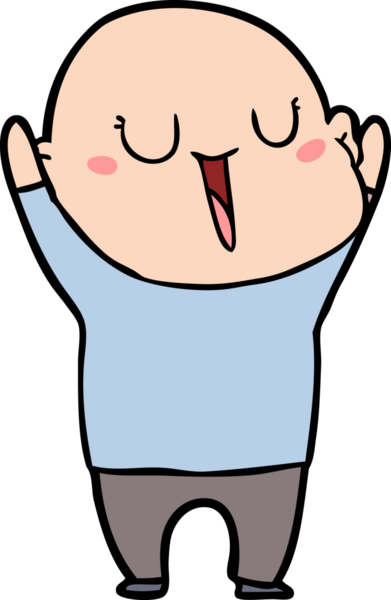 Bir insan tarafından çizilmiş mutlu, kel adam.