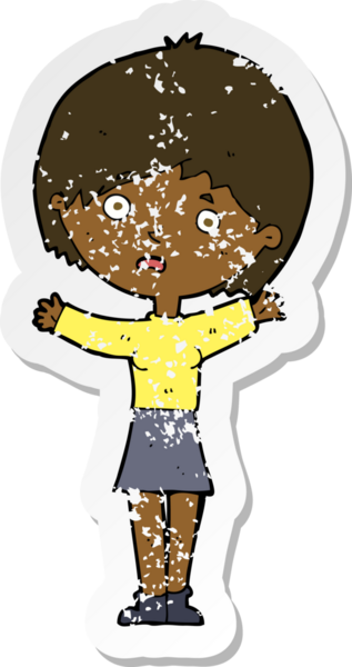 Bir insan tarafından çizilmiş endişeli bir karikatürün gerilimli çıkartması.