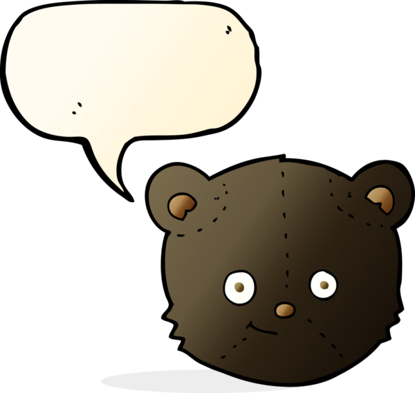 bir insan tarafından çizilmiş konuşma baloncuğu olan siyah ayı kafası.