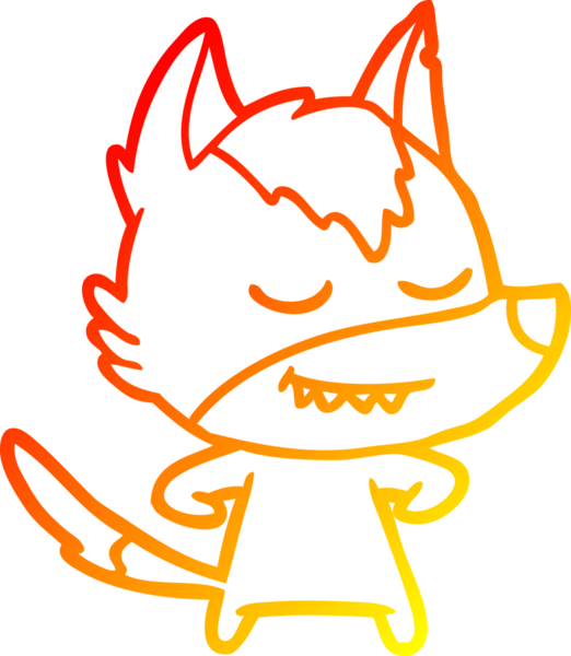 Bir insan tarafından çizilmiş dost canlısı bir kurt çizgi çizimi.