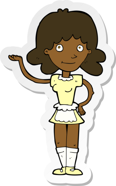 Bir insan tarafından çizilmiş çizgi film hizmetçisinin çıkartması.