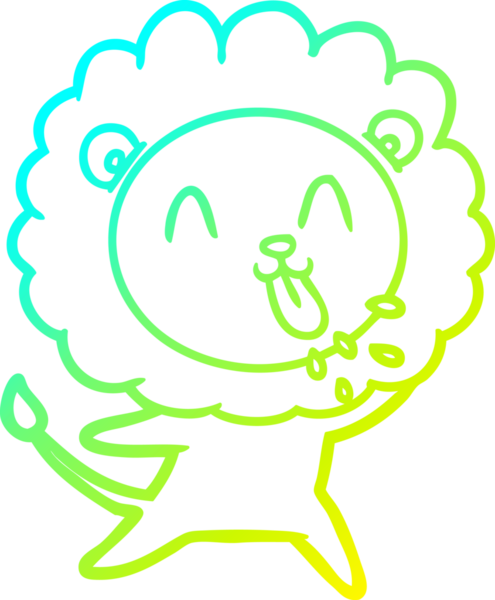 Bir insan tarafından çizilmiş mutlu çizgi film aslanı çizimi.