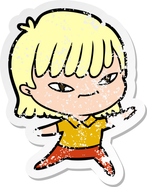 Bir insan tarafından çizilmiş karikatür bir kadının sıkıntılı çıkartması.