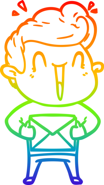 Gökkuşağı gradyanı çizimi bir insan tarafından çizilmiş heyecanlı bir çizgi film