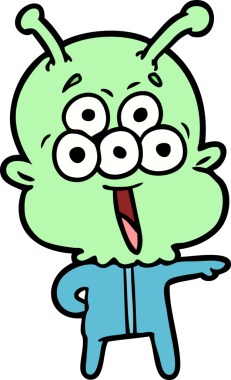 Bir insan tarafından çizilmiş mutlu bir uzaylı çizgi filmi.